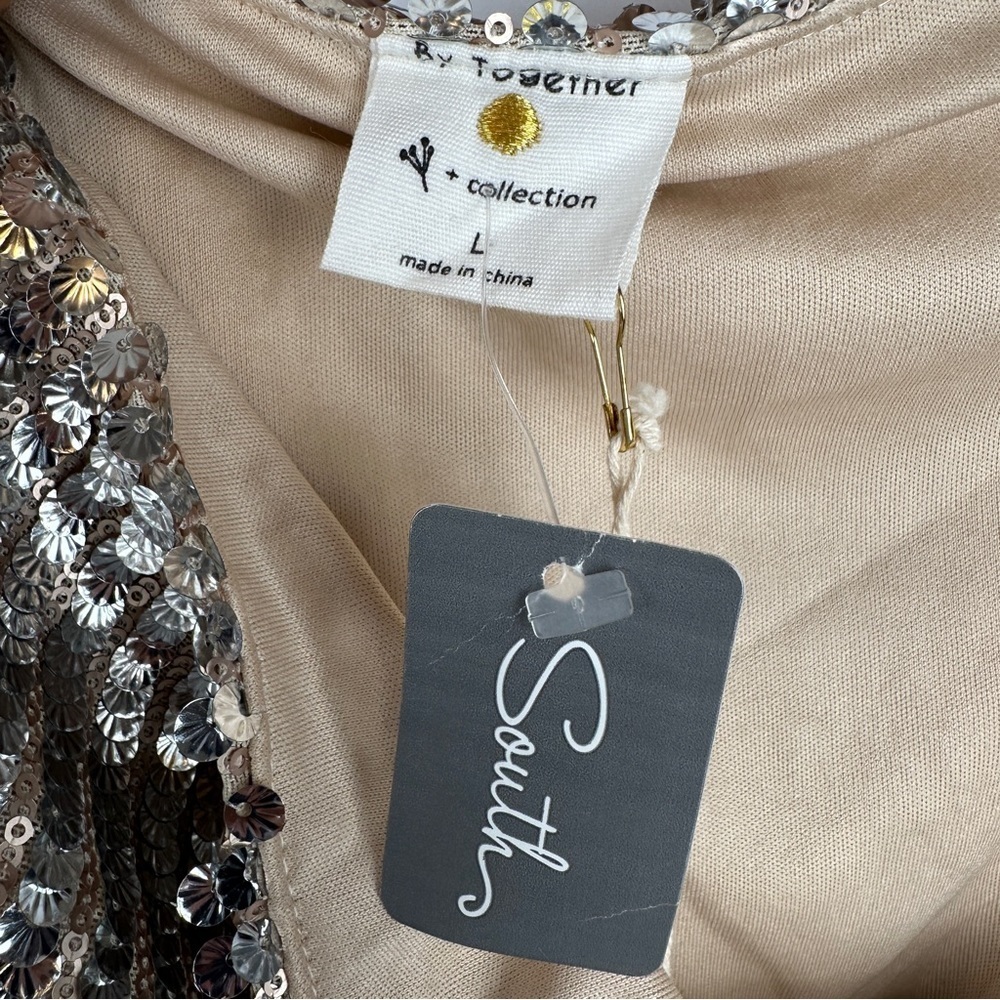 NWT Silver and Cream Sequin Skirt | US Size Large - Picture 6 of 7